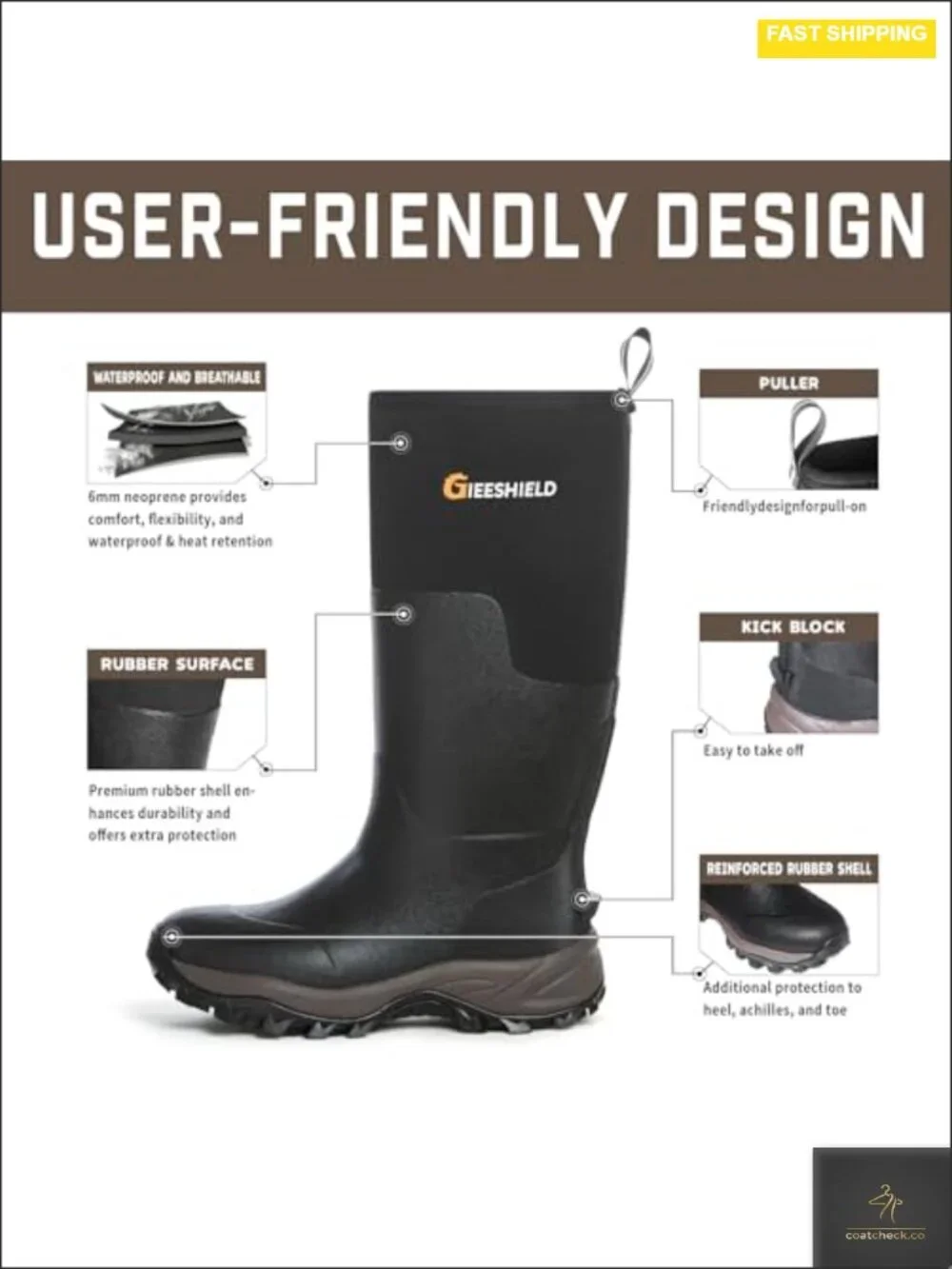 Ultra-Light Waterproof 6mm Neoprene Insulated Anti-Slip Rain & Hunting Boots